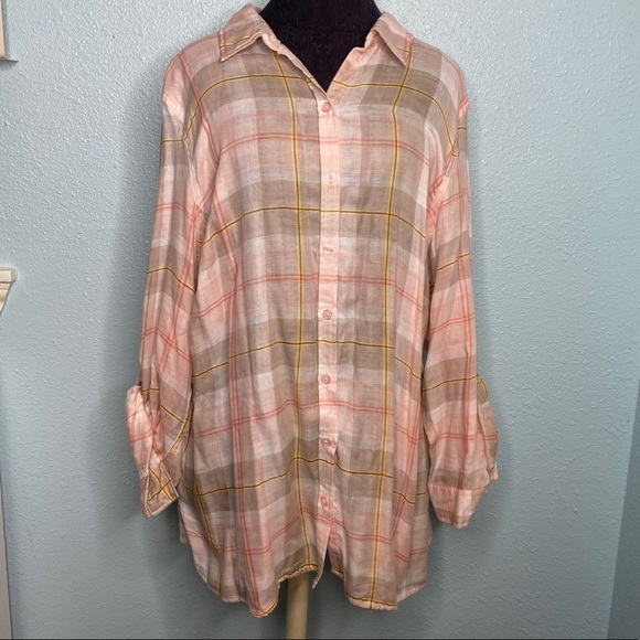 Catherine’s Pink Plaid Button Up Shirt - Picture 1 of 7